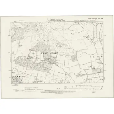 1896 Map of Sussex XLVIII.SW, 1899 Print