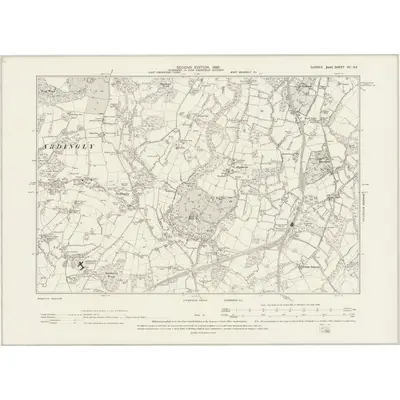 1896 Map of Sussex XV.SE, 1899 Print