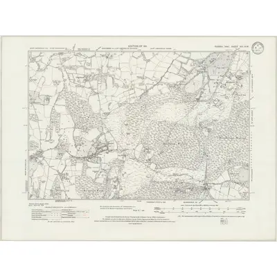 1908 Map of Sussex XVI.NW, 1932 Print