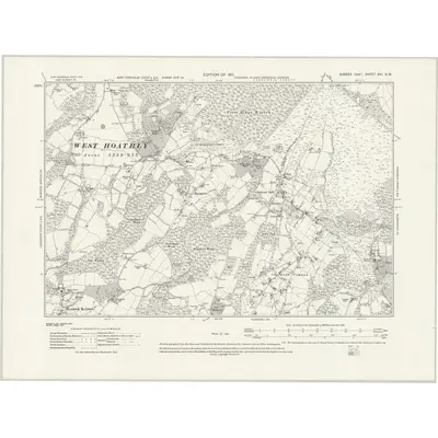 1909 Map of Sussex XVI.SW, 1931 Print