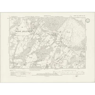 1909 Map of Sussex XVI.SW, 1933 Print