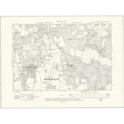 1910 Map of Sussex XXI.NE, 1913 Print