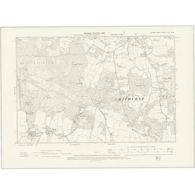 1895 Map of Sussex XXI.NW, 1898 Print