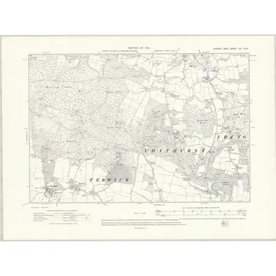 1910 Map of Sussex XXI.NW, 1913 Print