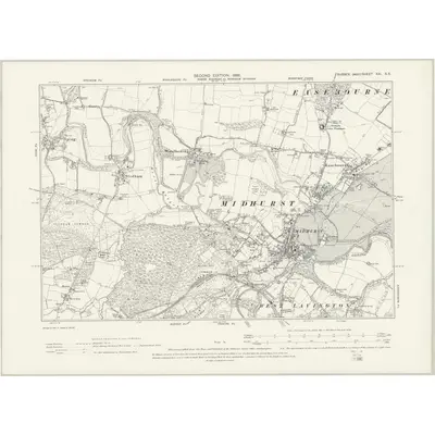 1895 Map of Sussex XXI.SE, 1898 Print