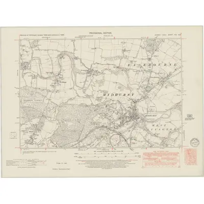 1938 Map of Sussex XXI.SE, 1950 Print