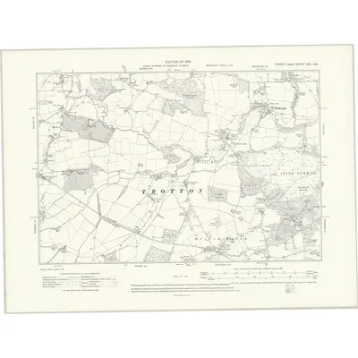 1910 Map of Sussex XXI.SW, 1913 Print