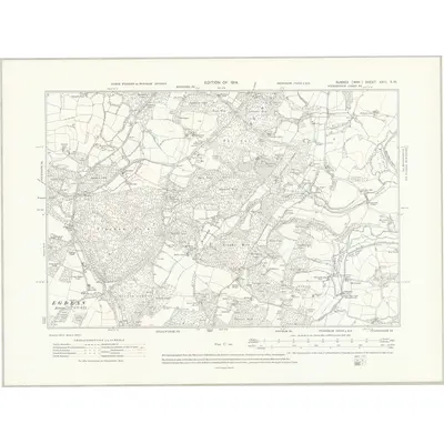 1909 Map of Sussex XXIII.SW, 1914 Print