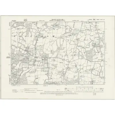 1895 Map of Sussex XXV.NE, 1899 Print