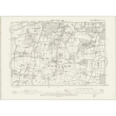 1896 Map of Sussex XXV.SW, 1899 Print