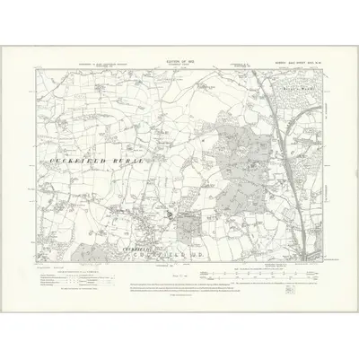 1909 Map of Sussex XXVI.NW, 1912 Print