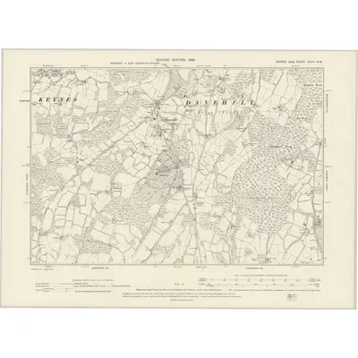 1898 Map of Sussex XXVII.NW, 1899 Print