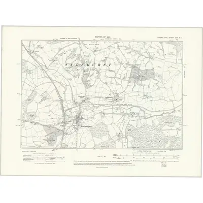 1908 Map of Sussex XXX.SE, 1910 Print