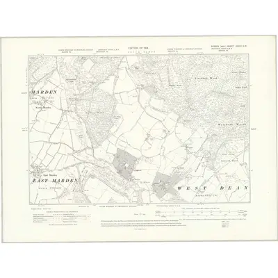1910 Map of Sussex XXXIV.SW, 1914 Print