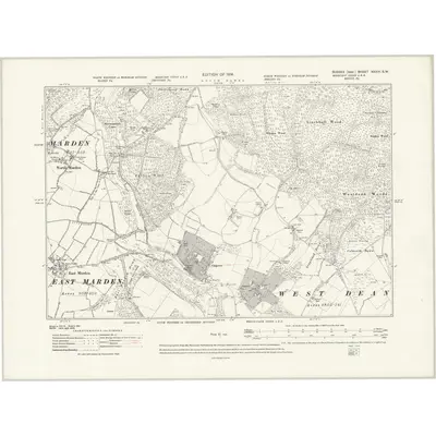 1910 Map of Sussex XXXIV.SW, 1931 Print