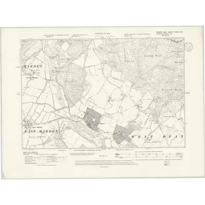 1910 Map of Sussex XXXIV.SW, 1939 Print