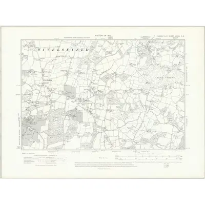 1909 Map of Sussex XXXIX.NE, 1912 Print