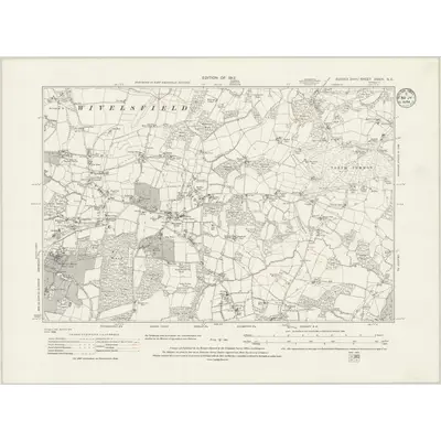 1909 Map of Sussex XXXIX.NE, 1934 Print