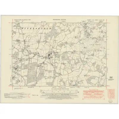 1947 Map of Sussex XXXIX.NE, 1952 Print