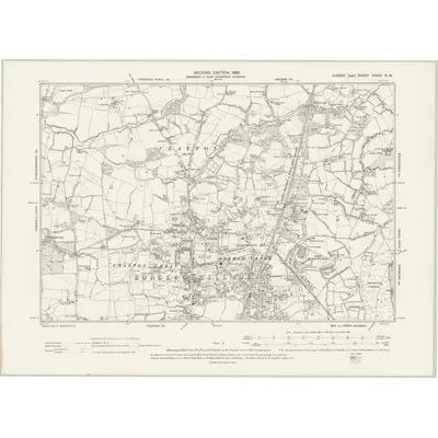 1896 Map of Sussex XXXIX.NW, 1899 Print