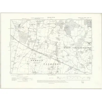 1909 Map of Sussex XXXIX.SE, 1911 Print