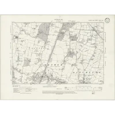 1909 Map of Sussex XXXIX.SW, 1933 Print