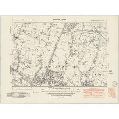 1938 Map of Sussex XXXIX.SW, 1950 Print