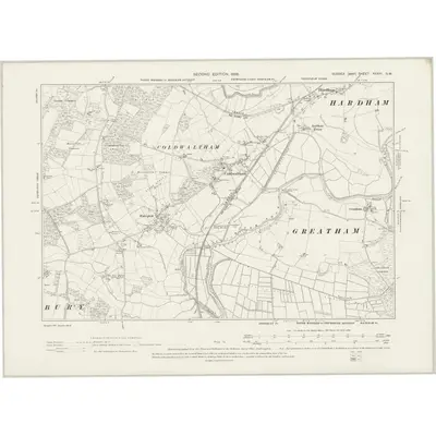 1895 Map of Sussex XXXVI.SW, 1898 Print