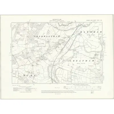 1910 Map of Sussex XXXVI.SW, 1914 Print