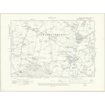 1909 Map of Sussex XXXVII.SW, 1914 Print