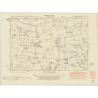 1947 Map of Sussex XXXVIII.NE, 1952 Print