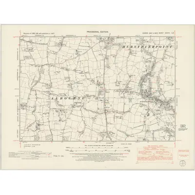 1947 Map of Sussex XXXVIII.SE, 1952 Print