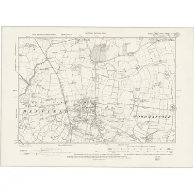 1896 Map of Sussex XXXVIII.SW, 1899 Print