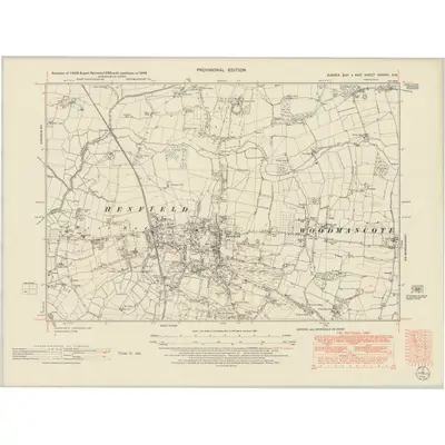 1946 Map of Sussex XXXVIII.SW, 1952 Print