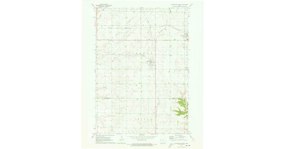 1971 Map of Sutherland West, O'Brien County, IA — High-Res | Pastmaps