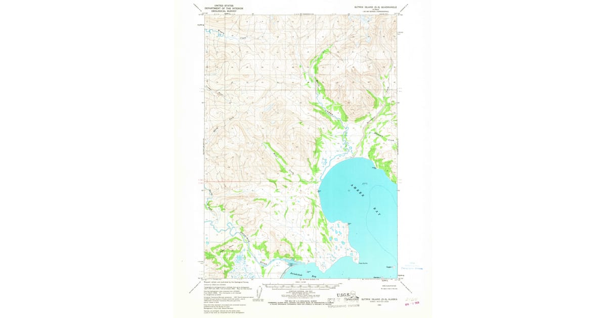 1963 Map of Sutwik Island D-5, Lake and Peninsula Borough, AK — High ...