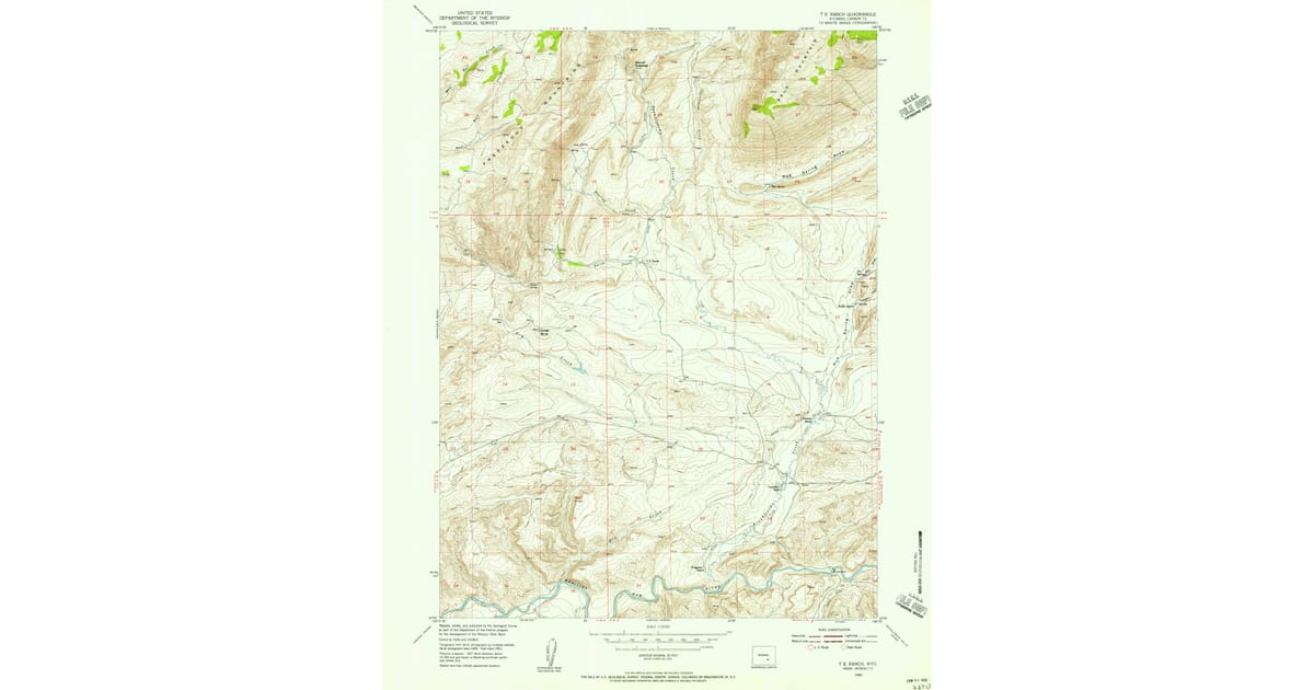 1953 Map of T E Ranch, Carbon County, WY — High-Res | Pastmaps