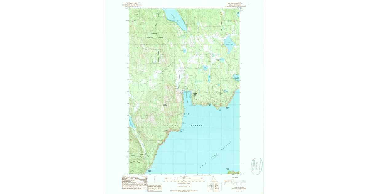 1989 Map of Talache, Bonner County, ID — High-Res | Pastmaps
