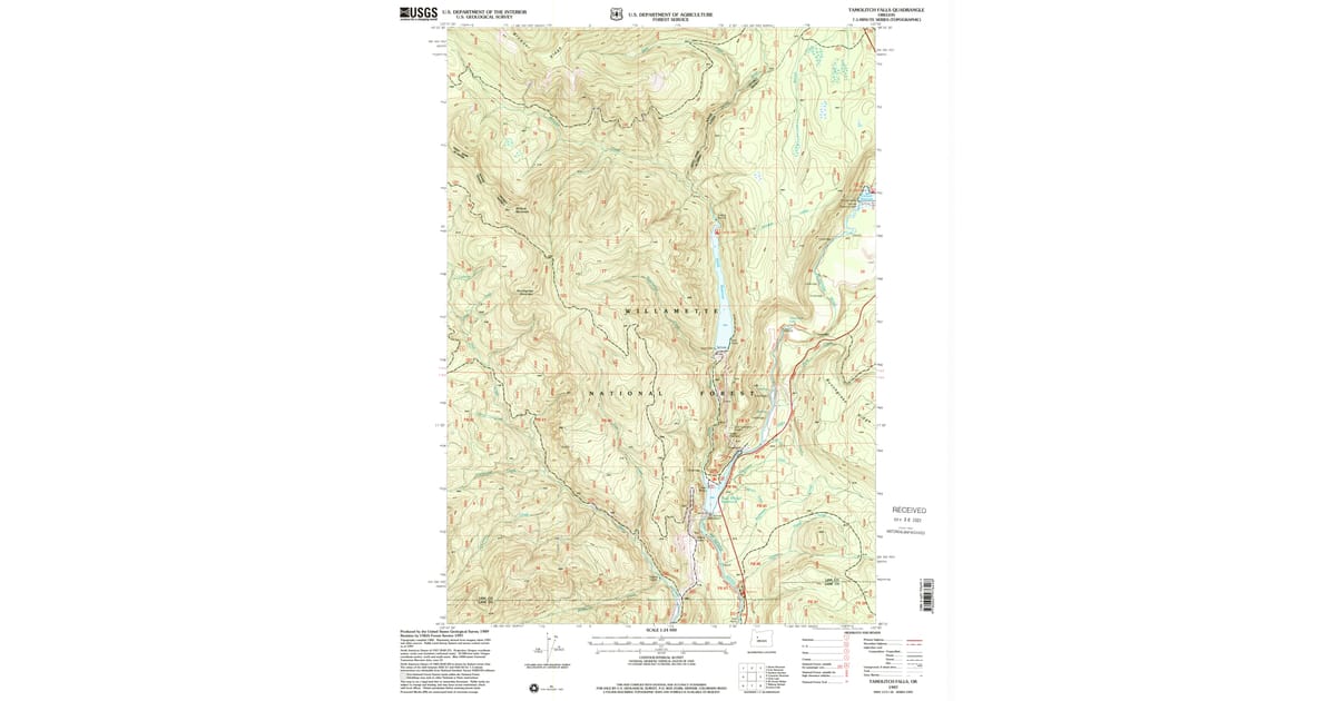 1997 Map of Tamolitch Falls, Lane County, OR — High-Res | Pastmaps