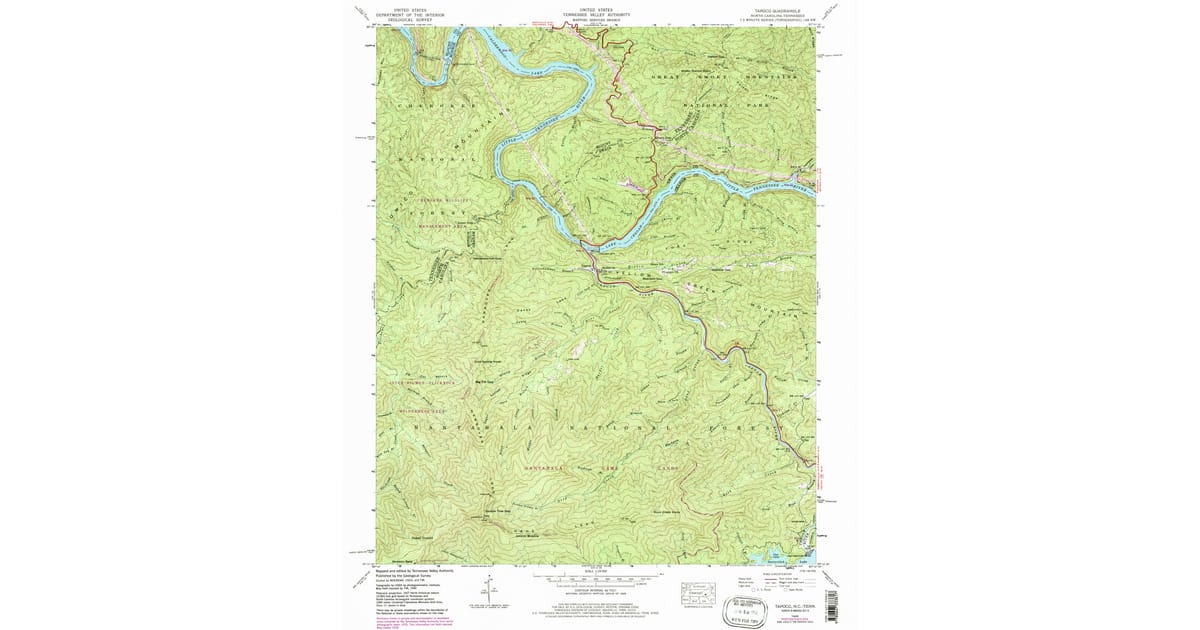 Tapoco Map 1940 Map of Tapoco, Graham County, NC — High-Res, 1979 Print #2 | Pastmaps