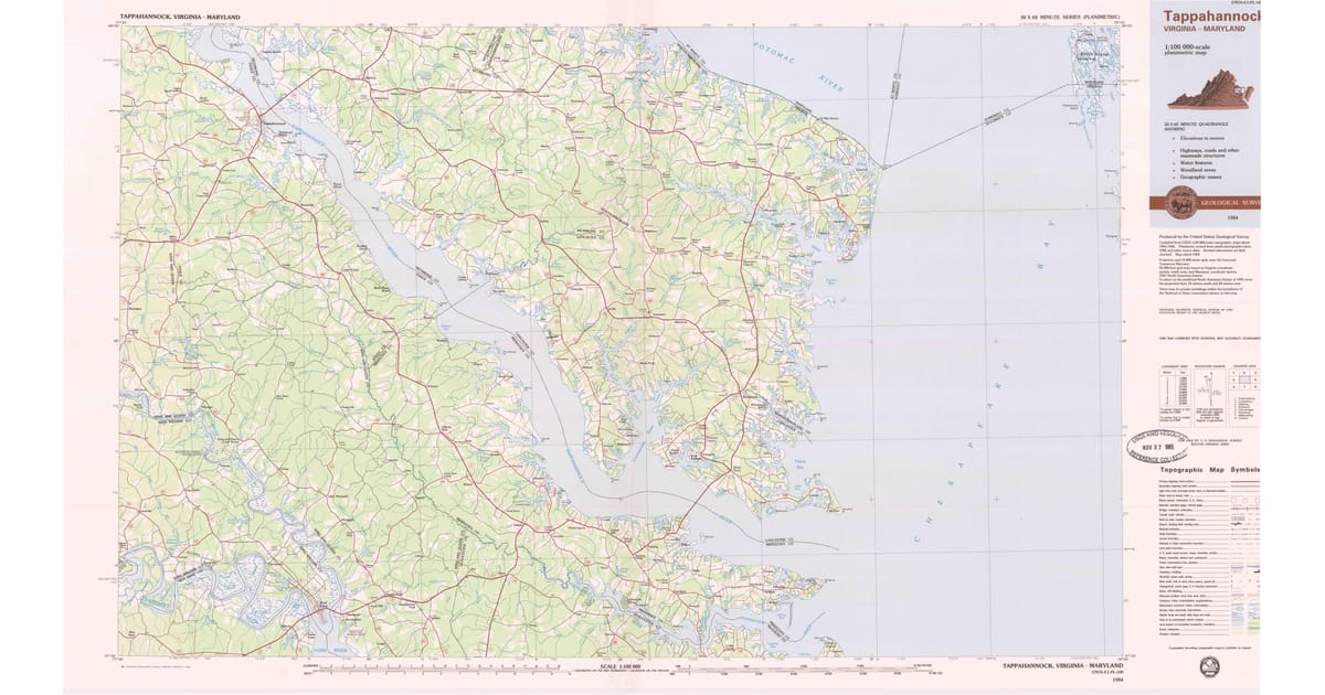 1984 Map of Tappahannock, VA — HighRes, 1985 Print Pastmaps