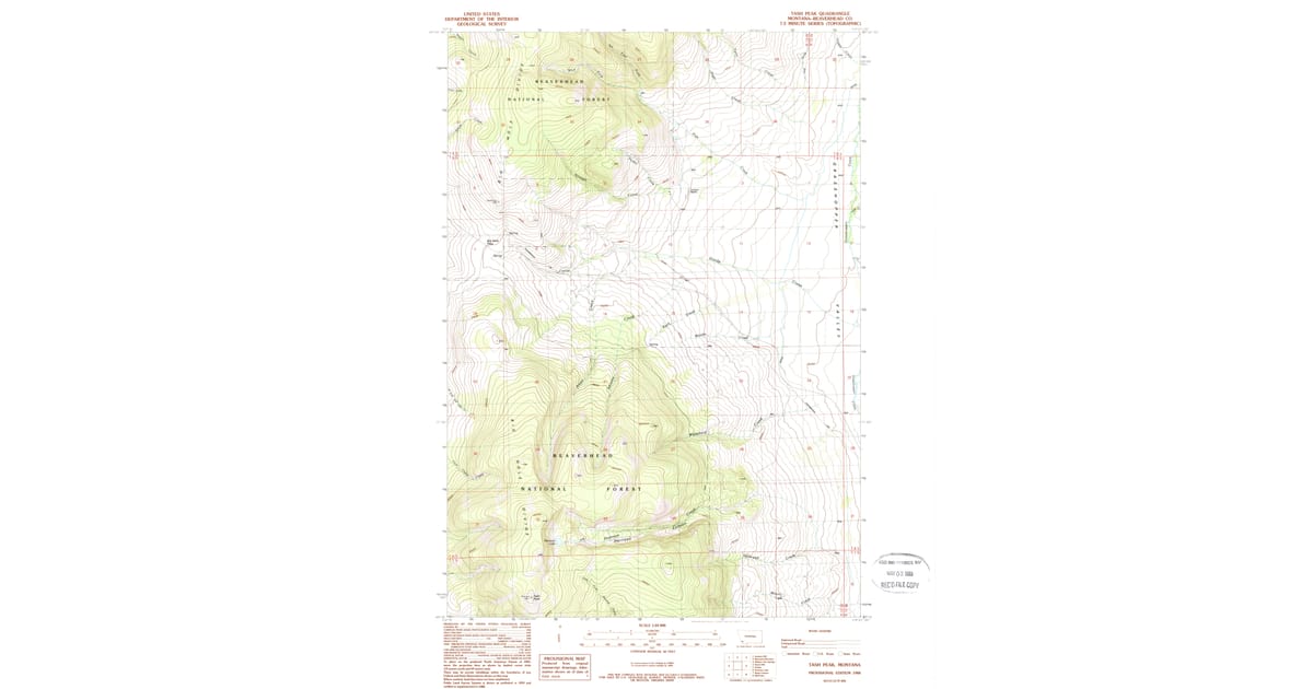 Beaverhead Spring 1988 Map of Tash Peak, Beaverhead County, MT — High-Res | Pastmaps