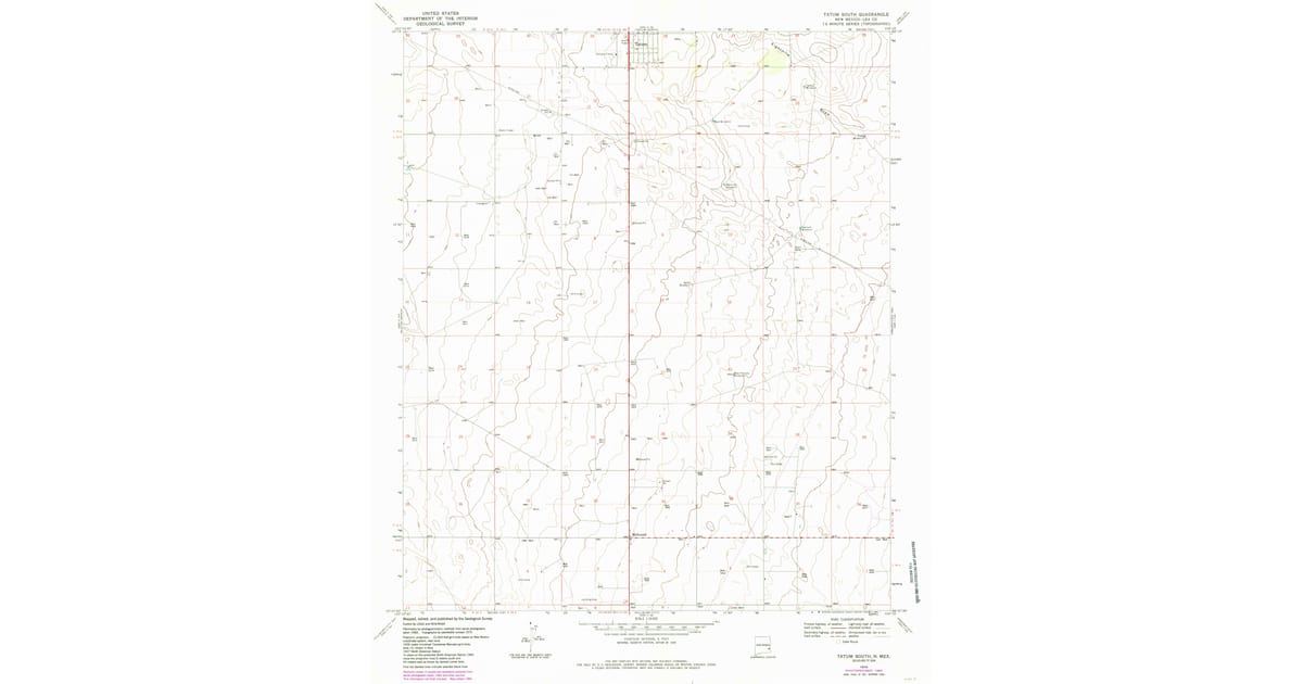 1970 Map of Tatum South, Lea County, NM — High-Res, 1985 Print | Pastmaps