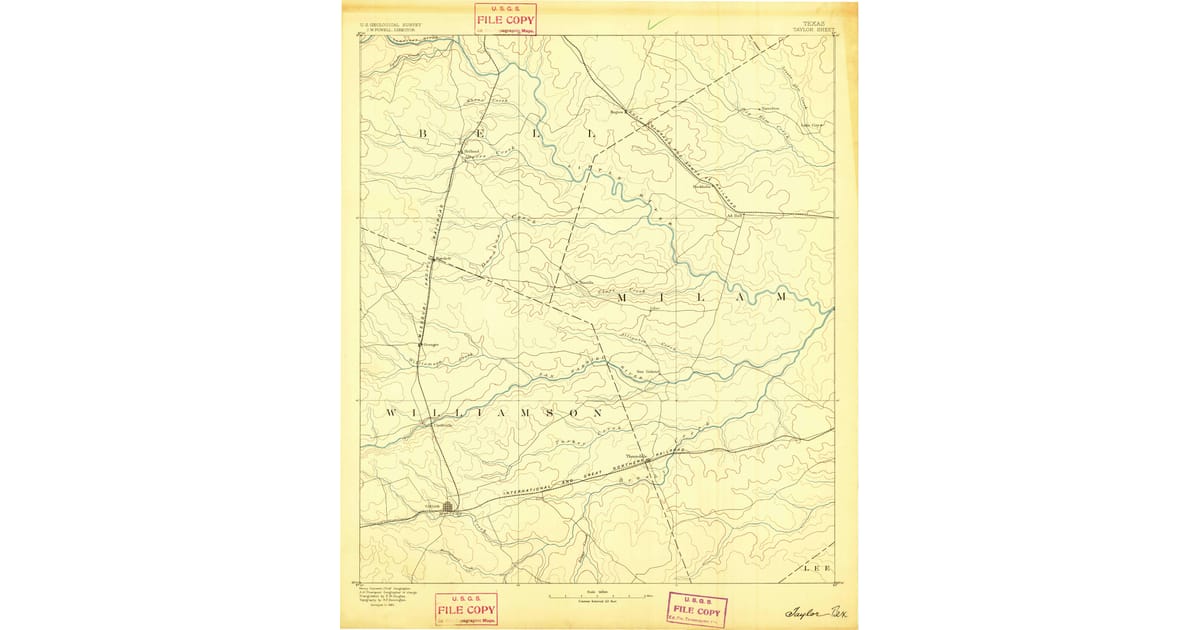 1800s 19th Century Maps of Macedonia - Taylor Milam County Tx Usgs Topo 1885 Og 1200x630