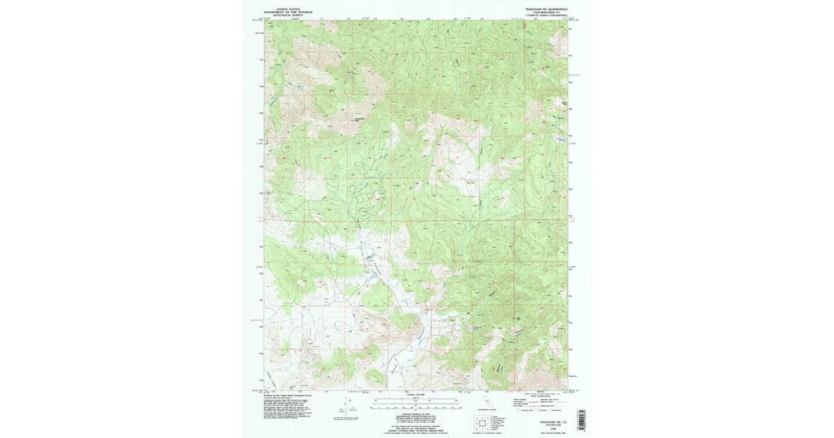 Tehachapi Area Map.pdf 1992 Map of Tehachapi NE, Kern County, CA — High-Res | Pastmaps
