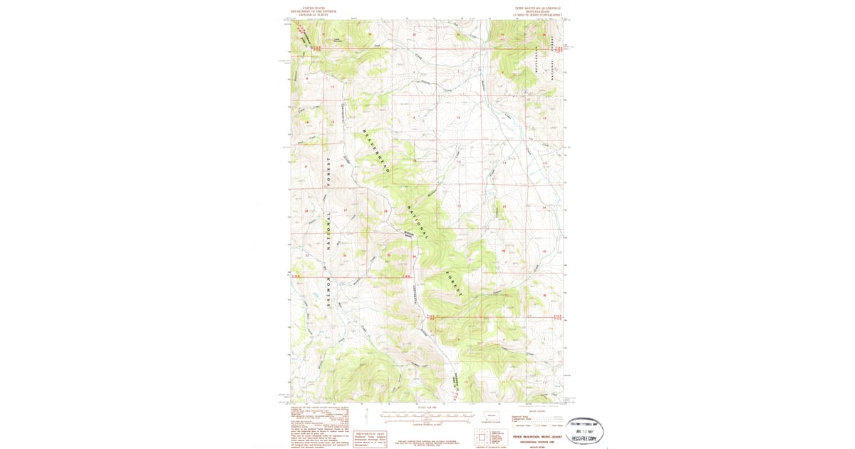 Beaverhead Spring 1987 Map of Tepee Mountain, Beaverhead County, MT — High-Res | Pastmaps