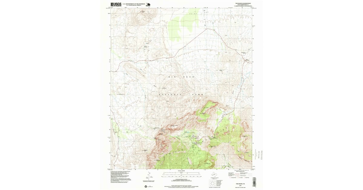 1997 Map 1997 Map of The Basin, Brewster County, TX — High-Res | Pastmaps