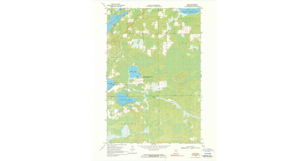 Thor Mn 1969 Map of Thor, Aitkin County, MN — High-Res, 1990 Print | Pastmaps