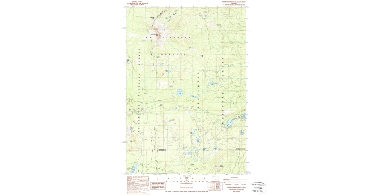 1988 Map of Three Fingered Jack, Deschutes County, OR — High-Res | Pastmaps