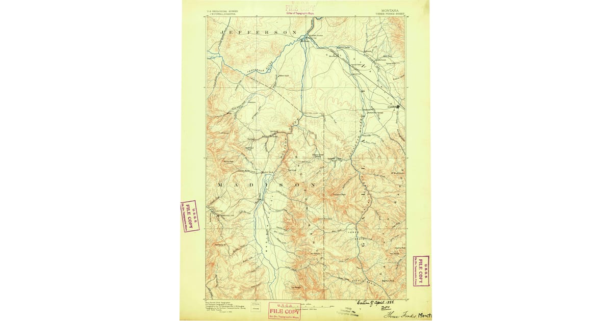 1800s 19th Century Maps of Cameron - Three Forks Madison County Mt Usgs Topo 1888 Og 1200x630